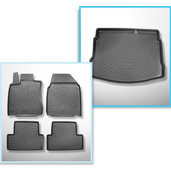 Conjunto de alfombrilla para maletero y alfombrillas para el interior del coche TPE PREMIUM para: Nissan Qashqai I Crossover (02.2007-01.2014)