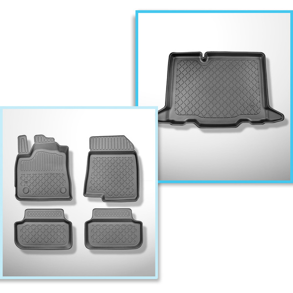 Conjunto de alfombrilla para maletero y alfombrillas para el interior del coche TPE para: Dacia Sandero III DJF Hatchback (01.2021-....) - maletero inferior; sin doble suelo de maletero