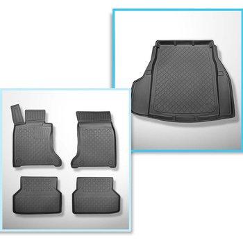 Conjunto de alfombrilla para maletero y alfombrillas para el interior del coche TPE para: BMW 5 E60 Berlina (07.2003-02.2010) - con compartimentos izquierdo y derecho