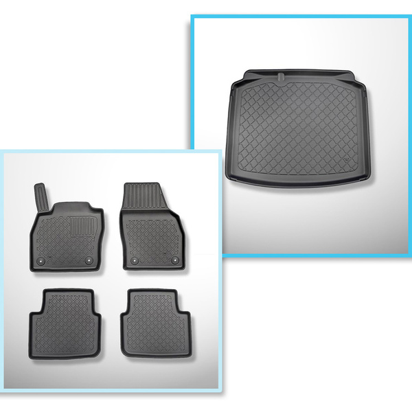 Conjunto de alfombrilla para maletero y alfombrillas para el interior del coche TPE para: Skoda Scala Hatchback (04.2019-....) - maletero inferior (sin suelo multifuncional)