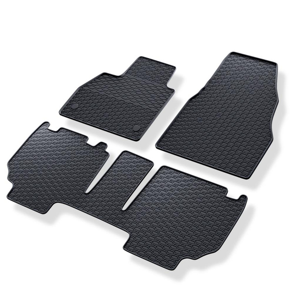 Alfombrillas de goma adecuadas para Renault Kangoo II Furgoneta (2008-2021) - alfombras para coche - negro - 3 unidades