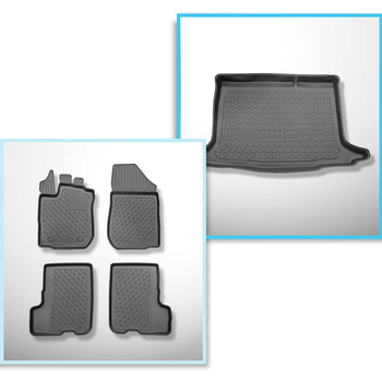 Conjunto de alfombrilla para maletero y alfombrillas para el interior del coche TPE PREMIUM para: Dacia Sandero II Hatchback (12.2012-12.2020)