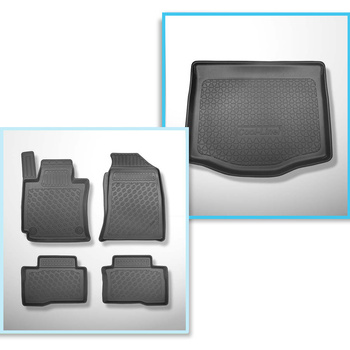 Conjunto de alfombrilla para maletero y alfombrillas para el interior del coche TPE PREMIUM para: Ssangyong XLV SUV (08.2016-09.2019) - parte superior del maletero (con base multifuncional)