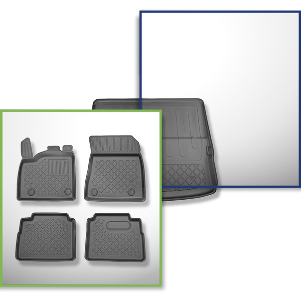 Conjunto de alfombrilla para maletero y alfombrillas para el interior del coche TPE para: Nissan X-Trail IV (T33) e-Power SUV (09.2022-....) - 7 plazas; sin tercera fila