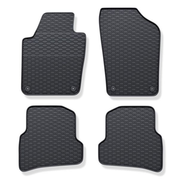 Alfombrillas de goma adecuadas para Skoda Fabia III Hatchback, Familiar (2014-2021) - alfombras para coche - negro - 4 unidades