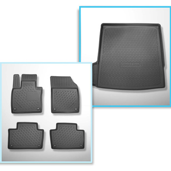 Conjunto de alfombrilla para maletero y alfombrillas para el interior del coche TPE PREMIUM para: Volvo XC90 II SUV (05.2015-....) - 5/7 plazas; 3a fila de asientos abatible; también para híbridos