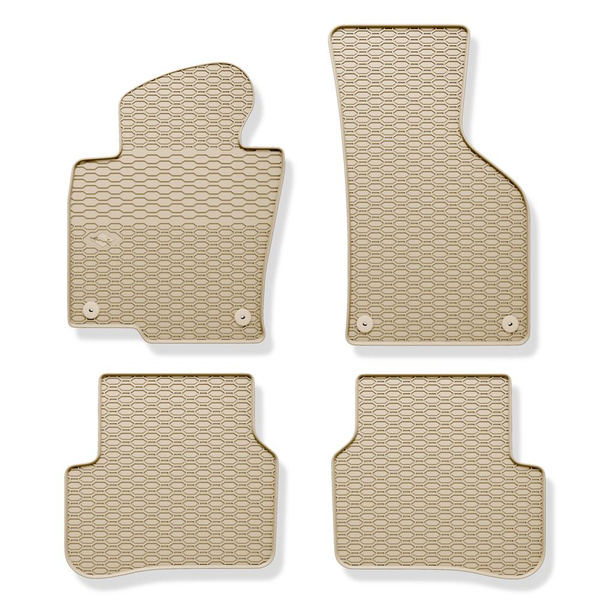 Alfombrillas de goma adecuadas para Volkswagen Passat CC Coupé (2008-2012) - alfombras para coche - beige - 4 unidades