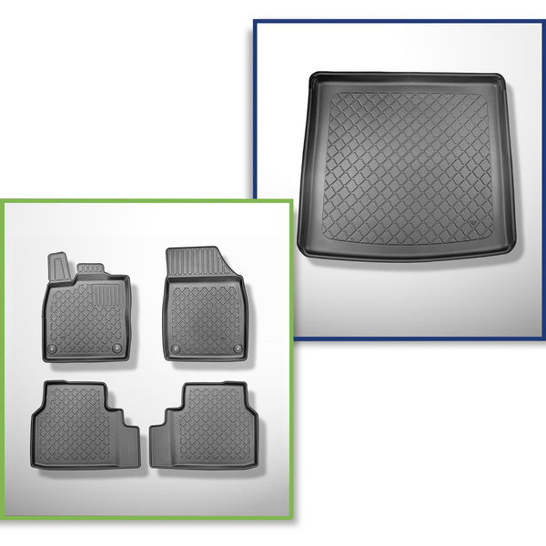 Conjunto de alfombrilla para maletero y alfombrillas para el interior del coche TPE para: Volkswagen ID.4 SUV (12.2020-....) - maletero superior; suelo móvil en la posición superior