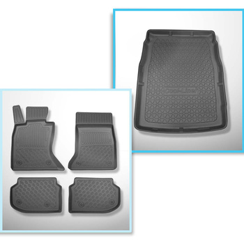 Conjunto de alfombrilla para maletero y alfombrillas para el interior del coche TPE PREMIUM para: BMW 5 F10 Berlina (03.2010-2013) - X-drive; espacio de guías de los asientos delanteros (parte trasera) 415 mm