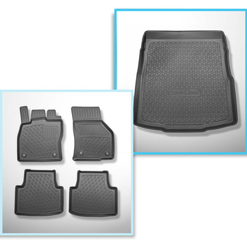 Conjunto de alfombrilla para maletero y alfombrillas para el interior del coche TPE PREMIUM para: Volkswagen Passat B8 Berlina (12.2014-12.2021) - parte superior maletero; con rueda de repuesto completa