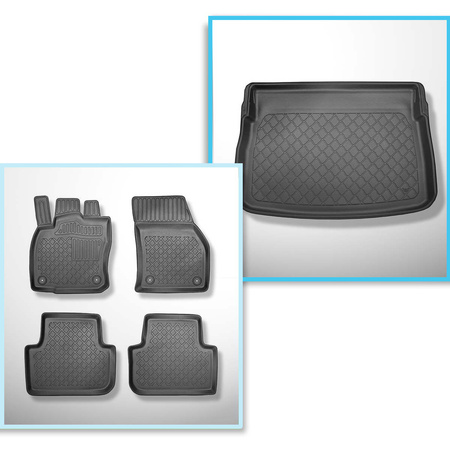 Conjunto de alfombrilla para maletero y alfombrillas para el interior del coche TPE para: Volkswagen Golf VII Monovolumen (05.2014-12.2020) - para las partes inferior y superior del maletero