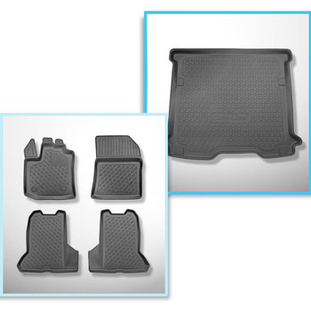 Conjunto de alfombrilla para maletero y alfombrillas para el interior del coche TPE PREMIUM para: Dacia Dokker Furgoneta (11.2012-09.2021) - 5 plazas