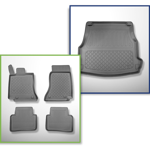 Conjunto de alfombrilla para maletero y alfombrillas para el interior del coche TPE para: Mercedes-Benz Classe C W206 Berlina (06.2021-....) - no adecuado para versión Plug-in híbrida