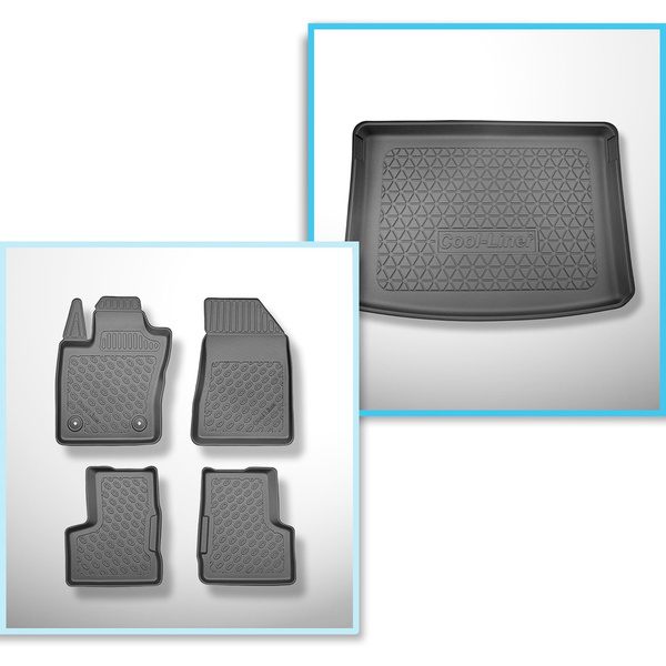 Conjunto de alfombrilla para maletero y alfombrillas para el interior del coche TPE para: Jeep Renegade 4xe Plug-in Hybrid SUV (06.2020-....) - maletero superior; suelo móvil en la posición superior