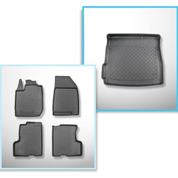Conjunto de alfombrilla para maletero y alfombrillas para el interior del coche TPE para: Dacia Duster II SUV (01.2018-05.2024) - Tracción en 2 ruedas; también versión LPG (TC e 100 LPG)