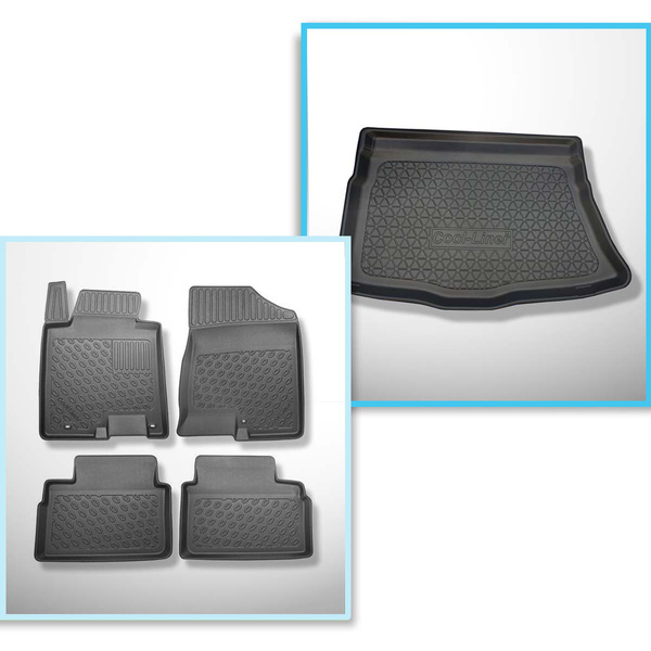 Conjunto de alfombrilla para maletero y alfombrillas para el interior del coche TPE PREMIUM para: Kia Ceed II Hatchback (05.2012-05.2018) - parte inferior del maletero (sin guantera)