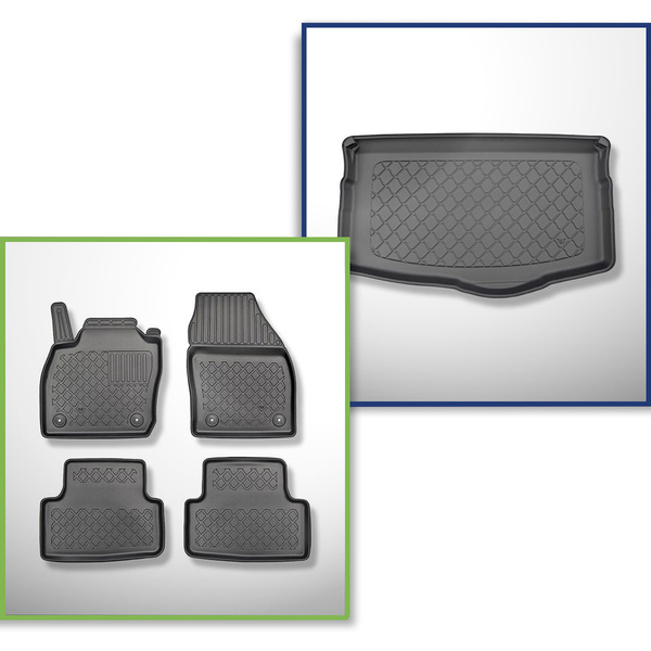 Conjunto de alfombrilla para maletero y alfombrillas para el interior del coche TPE para: Volkswagen T-Cross Crossover (04.2019-....) - maletero inferior; suelo móvil en la posición inferior
