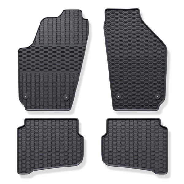 Alfombrillas de goma adecuadas para Volkswagen Fox Hatchback (2005-2010) - alfombras para coche - negro - 4 unidades