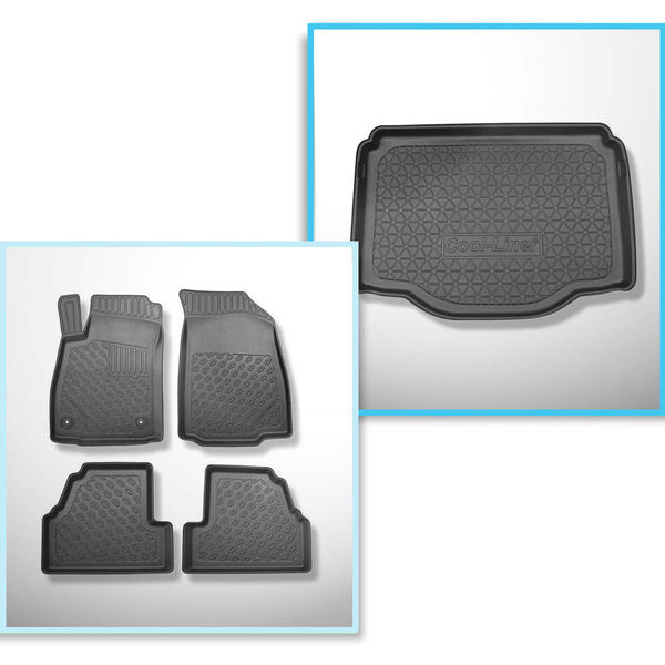 Conjunto de alfombrilla para maletero y alfombrillas para el interior del coche TPE PREMIUM para: Opel Mokka SUV (09.2012-06.2019) - también versión Allroad