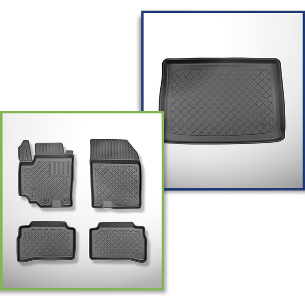 Conjunto de alfombrilla para maletero y alfombrillas para el interior del coche TPE para: Suzuki Vitara SUV (2019-03.2020) - maletero superior; suelo móvil en la posición superior