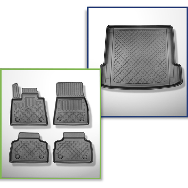 Conjunto de alfombrilla para maletero y alfombrillas para el interior del coche TPE para: BMW X6 G06 SAC (11.2019-....) - maletero superior (para maletero doble); también para modelos con rieles