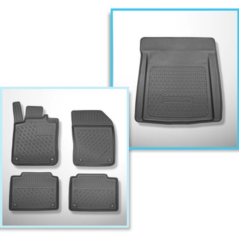 Conjunto de alfombrilla para maletero y alfombrillas para el interior del coche TPE PREMIUM para: Volvo S90 Berlina (10.2016-....) - con kit de herramientas; no adecuado para versión Plug-in híbrida; tracción a 2 y 4 ruedas