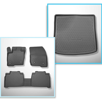 Conjunto de alfombrilla para maletero y alfombrillas para el interior del coche TPE PREMIUM para: Ford Galaxy III Monovolumen (09.2015-....) - 7 plazas; 3a fila abatible