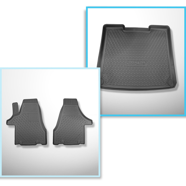 Conjunto de alfombrilla para maletero y alfombrillas para el interior del coche TPE para: Volkswagen Caravelle T5 Furgonetaeta (2003-05.2015) - distancia larga entre ejes; tras la tercera fila de asientos