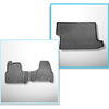 Conjunto de alfombrilla para maletero y alfombrillas para el interior del coche TPE para: Ford Transit Custom L2 Furgonetaeta (01.2013- 06.2023) - Caja de cambios manual; solo anteriori; versión corta y larga; 2/3 plazas; tras la tercera fila de asientos