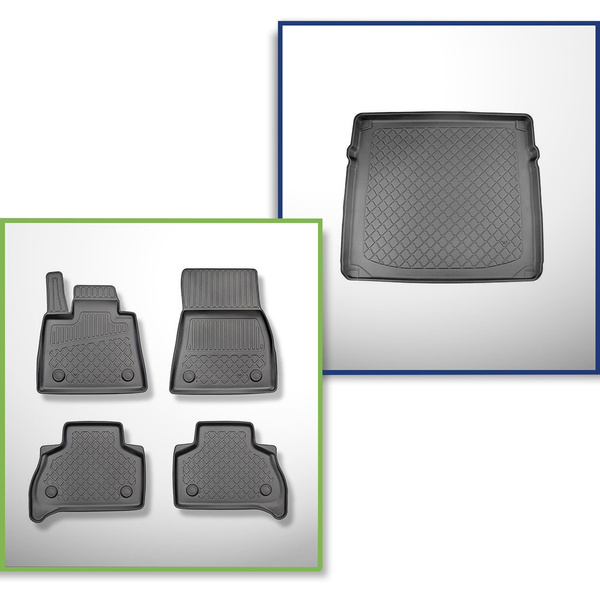 Conjunto de alfombrilla para maletero y alfombrillas para el interior del coche TPE para: BMW X5 G05 SAV (11.2018-....) - 5 plazas, con persiana eléctrica; sin tercera fila; anche Plug-in Hybrid