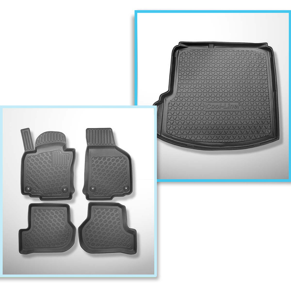 Conjunto de alfombrilla para maletero y alfombrillas para el interior del coche TPE PREMIUM para: Volkswagen Jetta 1K Berlina (08.2005-2011) - sin compartimento derecho