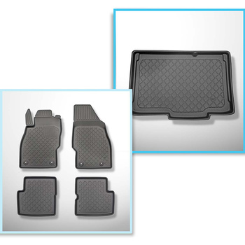 Conjunto de alfombrilla para maletero y alfombrillas para el interior del coche TPE para: Opel Corsa Hatchback (12.2014-05.2019) - parte inferior del maletero