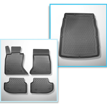 Conjunto de alfombrilla para maletero y alfombrillas para el interior del coche TPE PREMIUM para: BMW 5 F10 Berlina (2013-01.2017) - X-drive; espacio de guías de los asientos delanteros (parte trasera) 365 mm