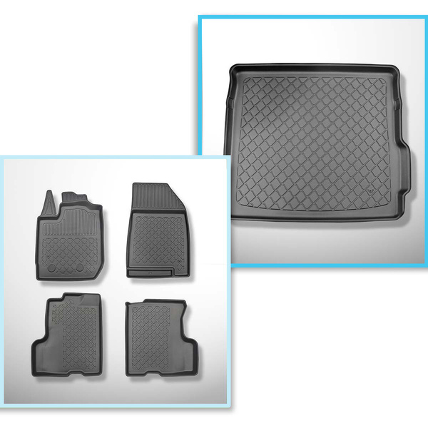 Conjunto de alfombrilla para maletero y alfombrillas para el interior del coche TPE para: Dacia Duster II SUV (01.2018-05.2024) - Tracción en 4 ruedas