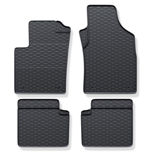 Alfombrillas de goma adecuadas para Ford Ka II Hatchback (2008-2016) - alfombras para coche - negro - 4 unidades