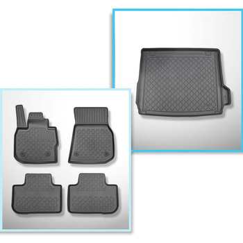 Conjunto de alfombrilla para maletero y alfombrillas para el interior del coche TPE para: BMW X3 G01 SAV (11.2017-....) - también para modelos con carriles de sujeción; no adecuado para versión Plug-in híbrida