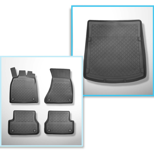 Conjunto de alfombrilla para maletero y alfombrillas para el interior del coche TPE para: Audi A6 C7 Sedan (03.2011-05.2018) - también versión Quattro