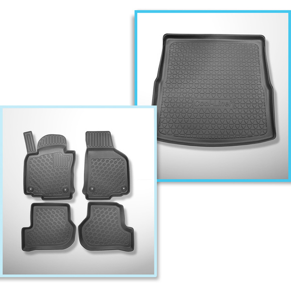 Conjunto de alfombrilla para maletero y alfombrillas para el interior del coche TPE para: Volkswagen Golf V 1K Variant (06.2007-2009) - suelo plano