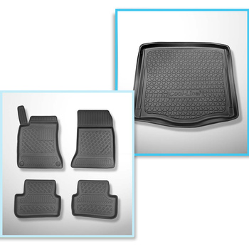 Conjunto de alfombrilla para maletero y alfombrillas para el interior del coche TPE PREMIUM para: Mercedes-Benz CLA C117 Coupé (03.2013-03.2019) - sin compartimento izquierdo