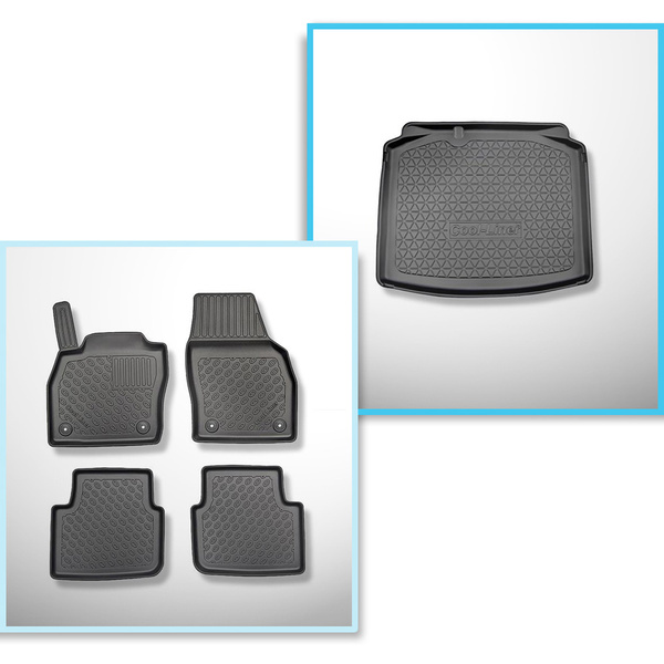 Conjunto de alfombrilla para maletero y alfombrillas para el interior del coche TPE para: Skoda Scala Hatchback (04.2019-....) - maletero inferior (sin suelo multifuncional)